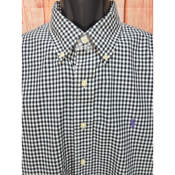 Ralph Lauren Mens Classic Fit Black Check Button-Down Shirt XL - Picture 3 of 8